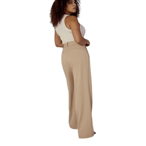 $218 Favorite Daughter The Favorite Pant Women Size 16 Beige High Rise Wide Leg - Picture 3 of 15